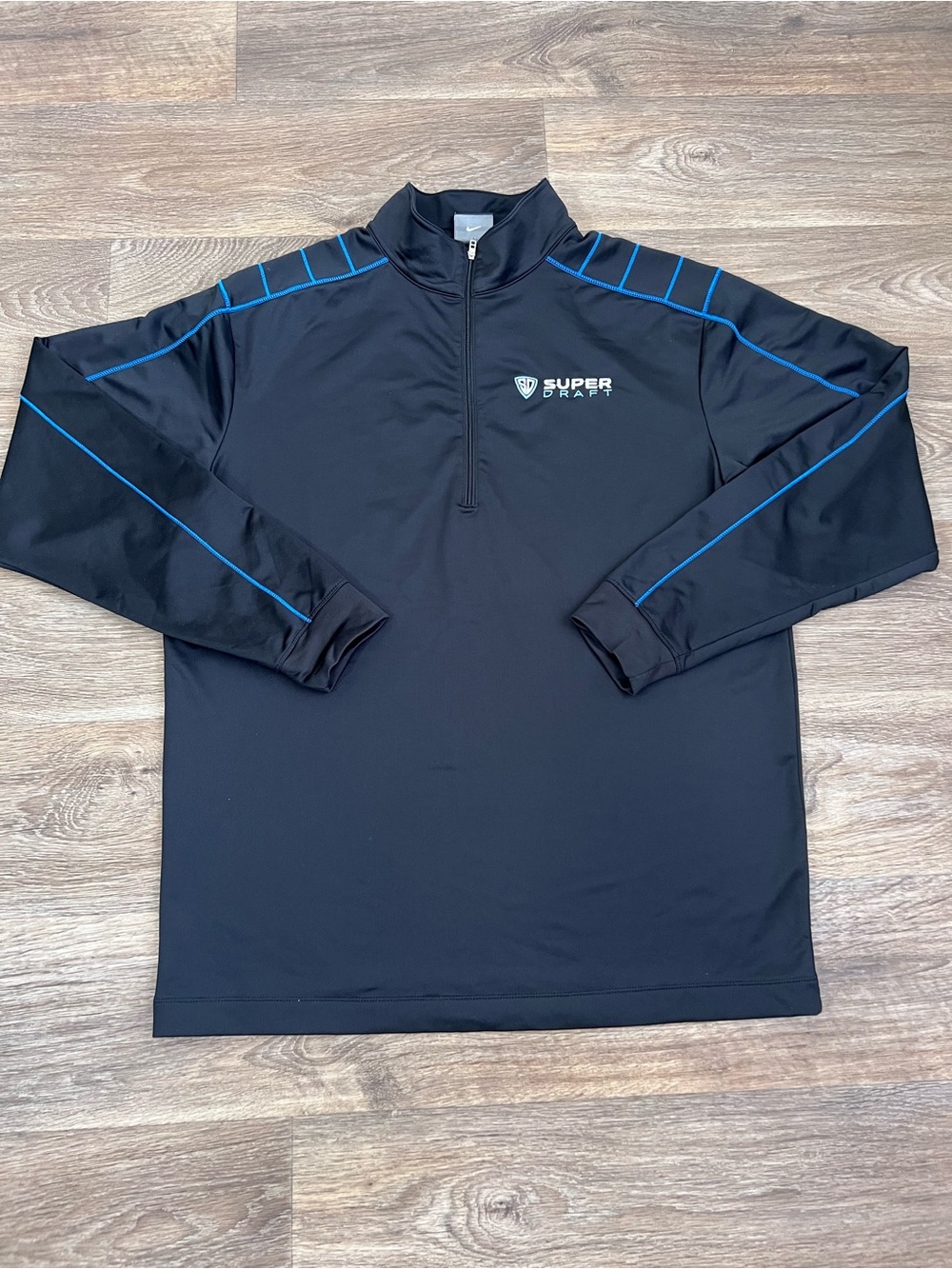 Nike Men's Black Long-Sleeve Rash Guard with Blue Piping/A659